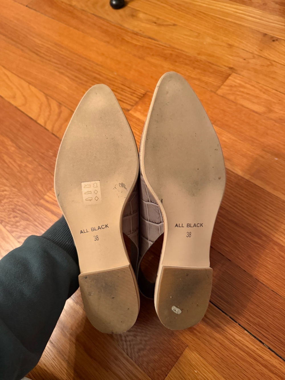All Black Ava Croc-Effect Sling Back Flats - Picture 5 of 5